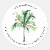 We hebben het kerstadres van Palm Tree verplaatst Ronde Sticker (Voorkant)