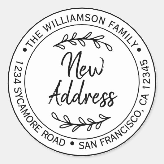 We hebben het label Zwart wit Nieuw adres verplaat (Voorkant)