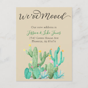 We hebben het New Address Announcement House Cactu Aankondigingskaart