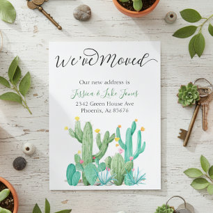 We hebben het New Address Announcement House Cactu Aankondigingskaart