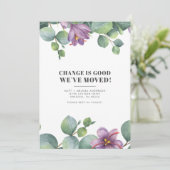 We hebben het nieuwe adres Eucalyptus Greenery Mov Aankondiging (Staand voorkant)