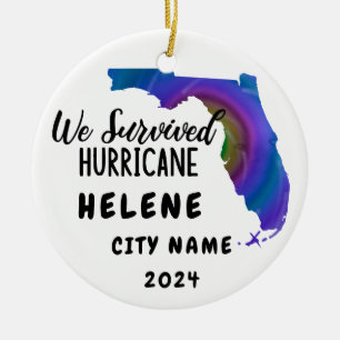 We hebben het overleefd! Hurricane Helene Florida Keramisch Ornament