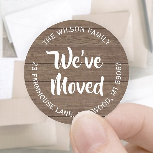 We hebben het Rustic Wood Round Return-adreslabel Ronde Sticker