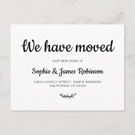 We hebben het script Simple New Home Moving Announ Aankondigingskaart (Voorkant)