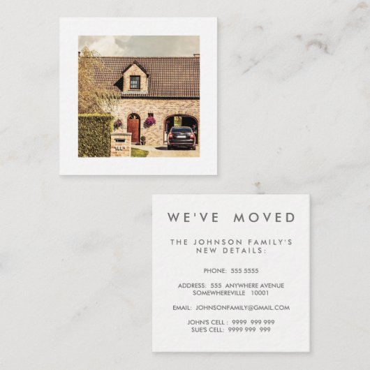 We hebben het Visitekaartje New Address Square van (Voorkant / Achterkant)