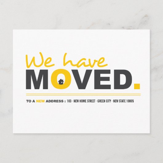 We hebben het Yellow Moving Announcement Briefkaar Aankondigingskaart (Voorkant)