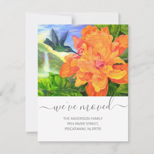We hebben Hummingbird Face Floral Text Script verp Aankondiging (Voorkant)