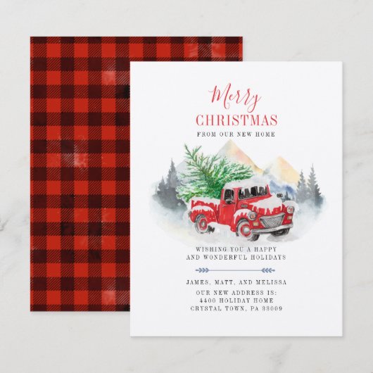 We hebben kerst-Feestdagen verplaatst. Notitiekaartje (Voorkant / Achterkant)