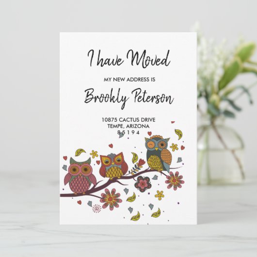 We hebben kleurrijke uilen verplaatst kaart (Staand voorkant)