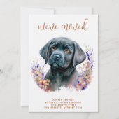 We hebben Labrador Puppy Boho Floral Dog Moving ve Aankondiging (Voorkant)
