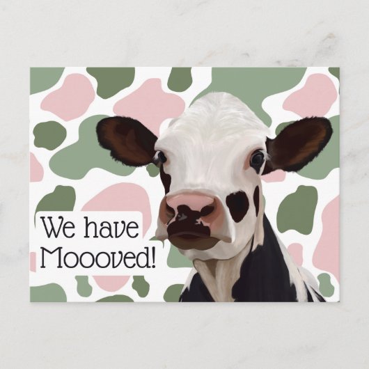We hebben leuke en grappige aankondiging verplaats briefkaart (Voorkant)