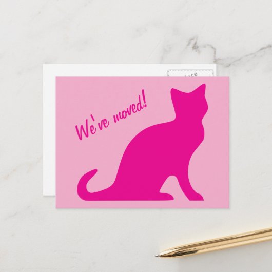 We hebben leuke roze kat design briefkaarten verpl (Voorkant / Achterkant in situ)
