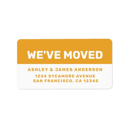 We hebben Mellow Yellow White New Address verplaat Etiket (Voorkant)