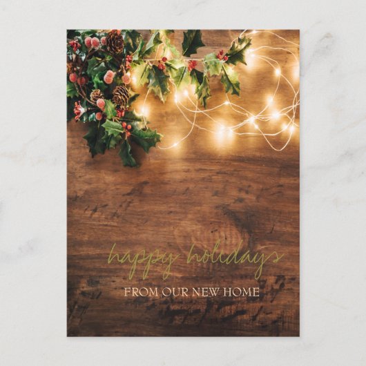 We hebben mistletoe, string lichten, hout aankondigingskaart (Voorkant)