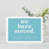 WE HEBBEN moderne, minimale nieuwe adresturquoise  Aankondiging (Staand voorkant)