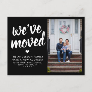 We hebben New Address Black Photo Moving Aankondigingskaart