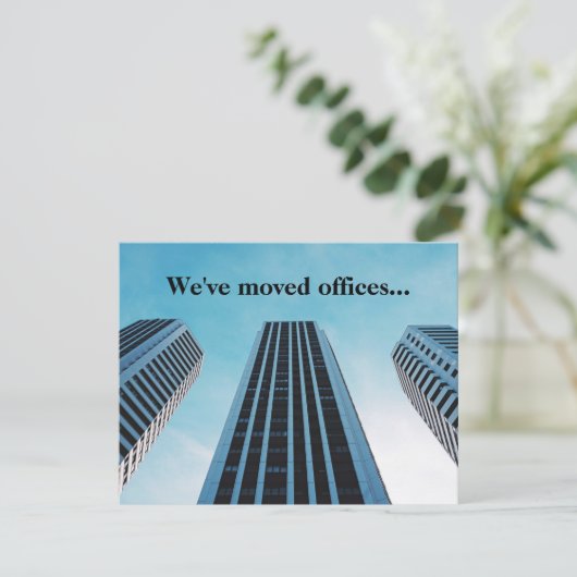 We hebben Office Business Skyline Photo Moving Aankondiging (Staand voorkant)