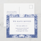 We hebben ons verplaatst | Aankondiging van blauwe Briefkaart (Voorkant / Achterkant)