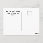 'We hebben ons verplaatst Briefkaart (Achterkant)