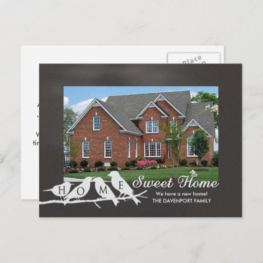 We hebben ons verplaatst - Chalkboard Home Sweet H Aankondigingskaart (Voorkant / Achterkant)