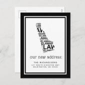 We hebben ons verplaatst | Delaware Typografie Feestdagenkaart (Voorkant / Achterkant)