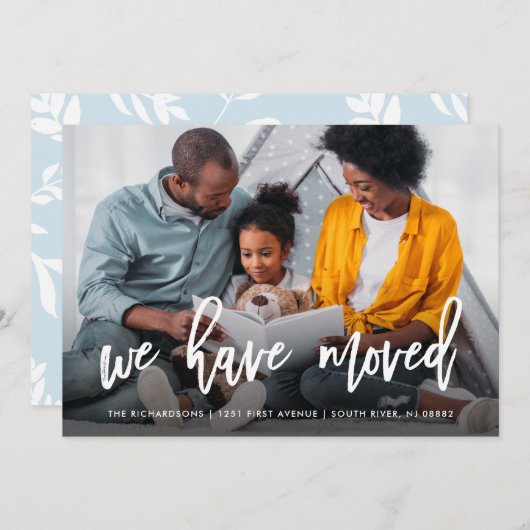 We hebben ons verplaatst | Foto en blauwe chemical Aankondiging (Voorkant / Achterkant)