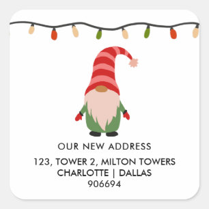 We hebben ons verplaatst Kute gnome Lights Nie Vierkante Sticker