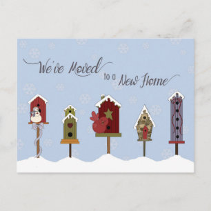 We hebben ons verplaatst, New Address Winter Birdh Aankondigingskaart