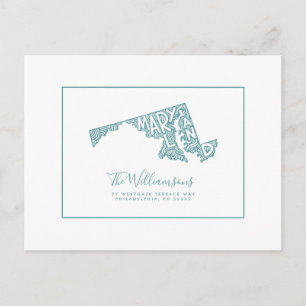 We hebben ons verplaatst   Nieuw adres   Maryland Briefkaart
