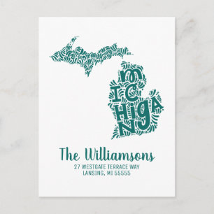 We hebben ons verplaatst   Nieuw adres   Michigan Briefkaart