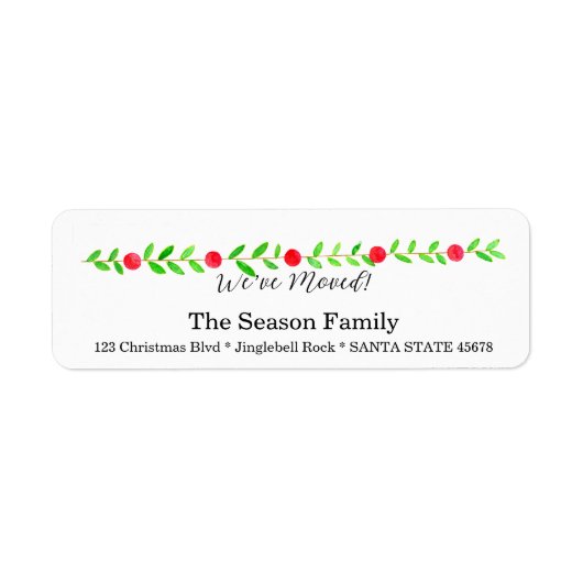 We hebben ons verplaatst/nieuw adres, waterverf ke etiket (Voorkant)