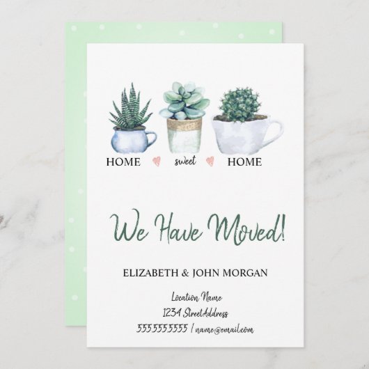 We hebben ons verplaatst, Waterverf bloemen Cactus (Voorkant / Achterkant)