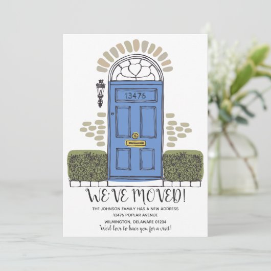 We hebben ons verplaatst - Whimsical door - New Ad Kaart (Staand voorkant)