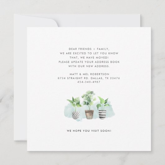 We hebben Potted Planten New Roots Moving Aankondiging (Achterkant)