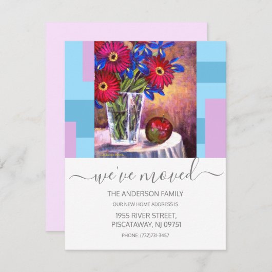 We hebben Red Floral Vaas Script tekst verplaatst Aankondiging (Voorkant / Achterkant)