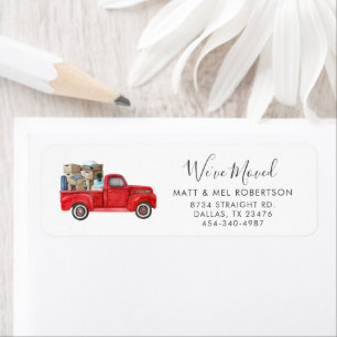 We hebben Red Truck Moving Return-adres verplaatst Etiket