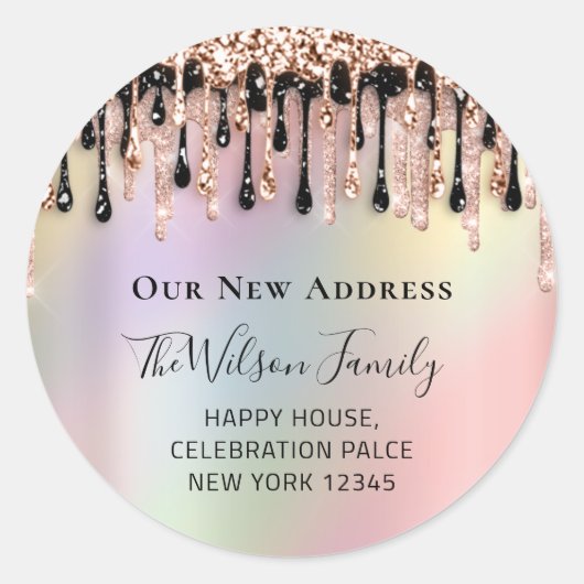 We hebben RSVP-wijziging van nieuwe adresHolograaf Ronde Sticker (Voorkant)