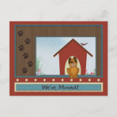 We hebben Schattigee hondenhok verplaatst met Paw  Aankondigingskaart (Voorkant)