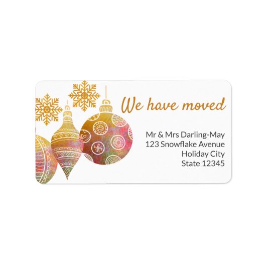 We hebben Snowflake-kerstterugzendadres verplaatst Etiket (Voorkant)