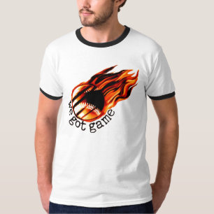 We hebben spel met het vlammen van honkbal t-shirt