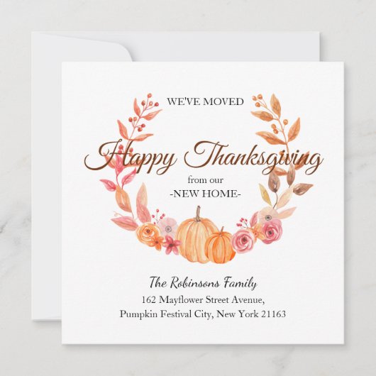 We hebben Thanksgiving gemaakt met New Home Moving Aankondiging (Voorkant)