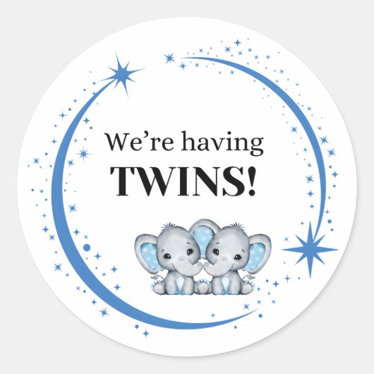 We hebben Twins Boys Blue Birth Aankondiging Ronde Sticker (Voorkant)