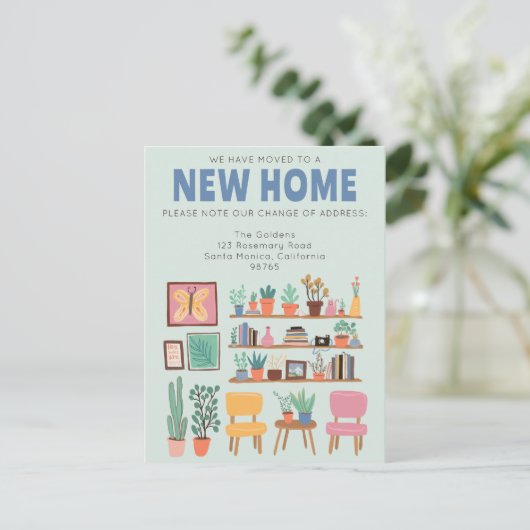 We hebben verhuisd adreswijziging Schattigee woonk Briefkaart (Staand voorkant)