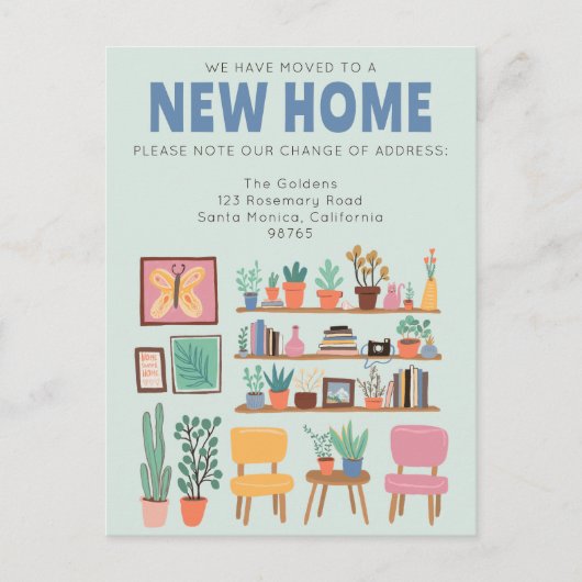 We hebben verhuisd adreswijziging Schattigee woonk Briefkaart (Voorkant)