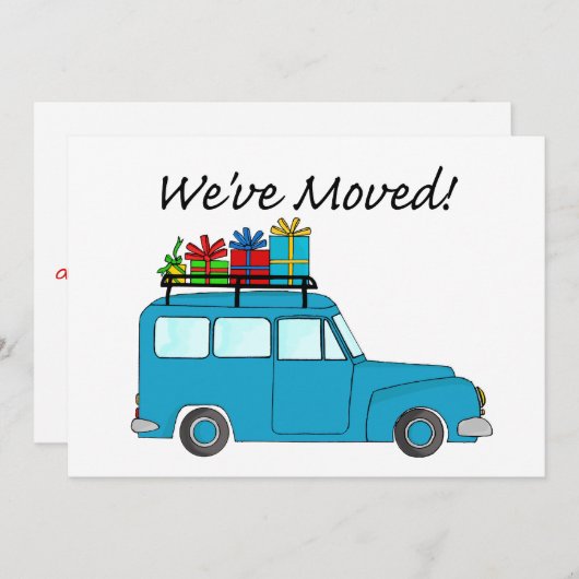 We hebben verhuisd auto en geschenken kerst Kaart (Voorkant / Achterkant)