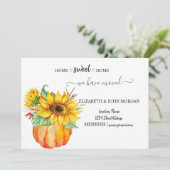 We hebben verhuisd, hout, pompoen, zonnebloemen (Staand voorkant)