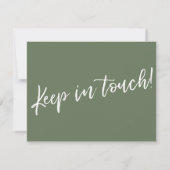 "We hebben verhuisd" Modern handschrift Olijfgroen Kaart (Achterkant)