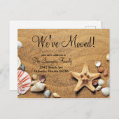 We hebben verhuisd New Address aankondiging strand (Voorkant / Achterkant)