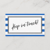 "We hebben verplaatst" Blauw-wit horizontale strep Visitekaartje (Achterkant)