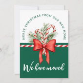 We hebben verplaatst Christmas Photo Candy Cane Re Aankondiging (Voorkant)